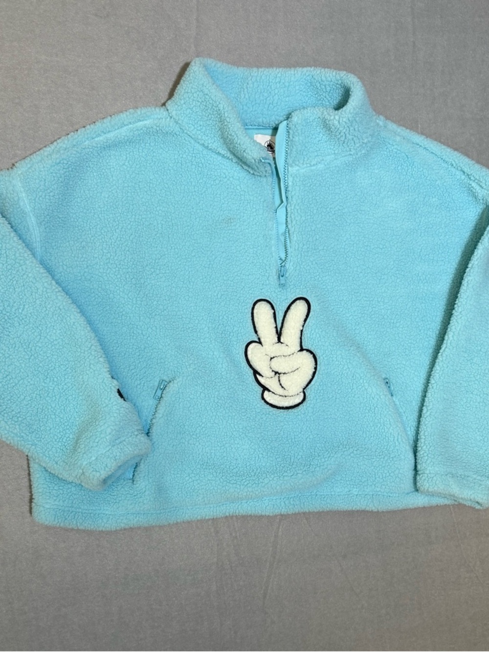 Disney Mickey Mouse Peace Sign Fleece Pullover Sweatshirt Women Plus Size 1X